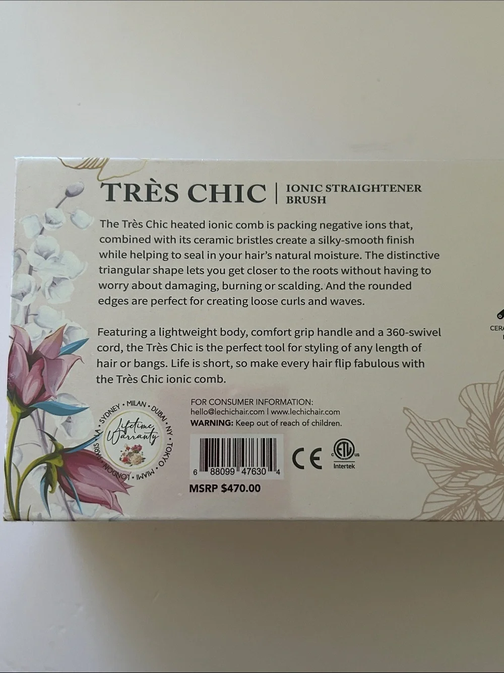 NIB Le Chic Très Chic Ionic Hair Straightener Brush Teal Ceramic Heated Comb NEW